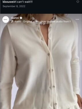 DONNI. Cream Button-Up Cardigan